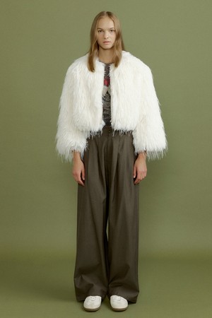 JX zip-up crop fur jacket [ivory]