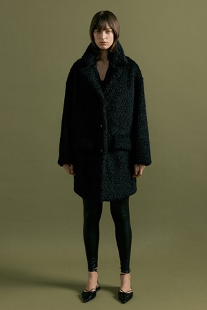 MANI double collar fur coat [black]