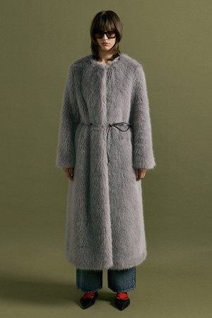 WEATHER maxi long fur coat [lt.grey]