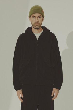 [KAPPY DESIGN] SUNRISE FLEECE HOOD ZIP UP (BLACK)