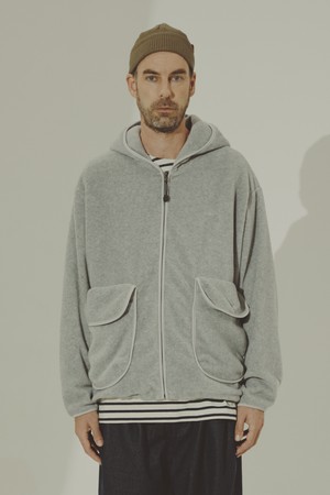 [KAPPY DESIGN] SUNRISE FLEECE HOOD ZIP UP (LIGHT GRAY)