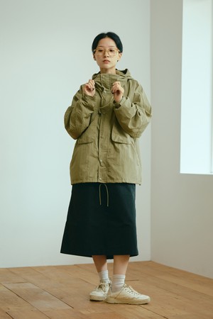 [KAPPY DESIGN] COTTON FATIGUE SKIRT (BLACK)