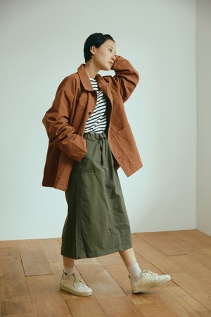 [KAPPY DESIGN] COTTON FATIGUE SKIRT (KHAKI)