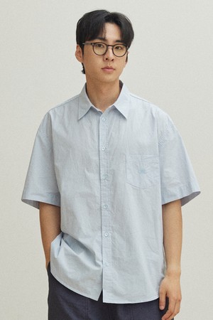 [KAPPY DESIGN] RELAXED COTTON HALF SHIRT (SKY BLUE)