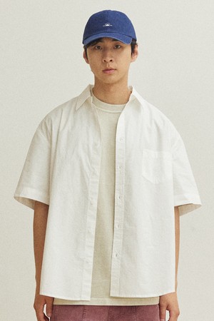 [KAPPY DESIGN] RELAXED COTTON HALF SHIRT (WHITE)