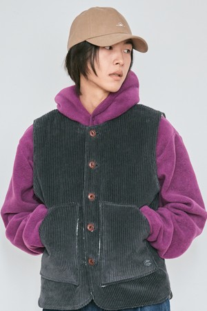 [KAPPY DESIGN] CORDUROY FLEECE VEST (DARK GRAY)