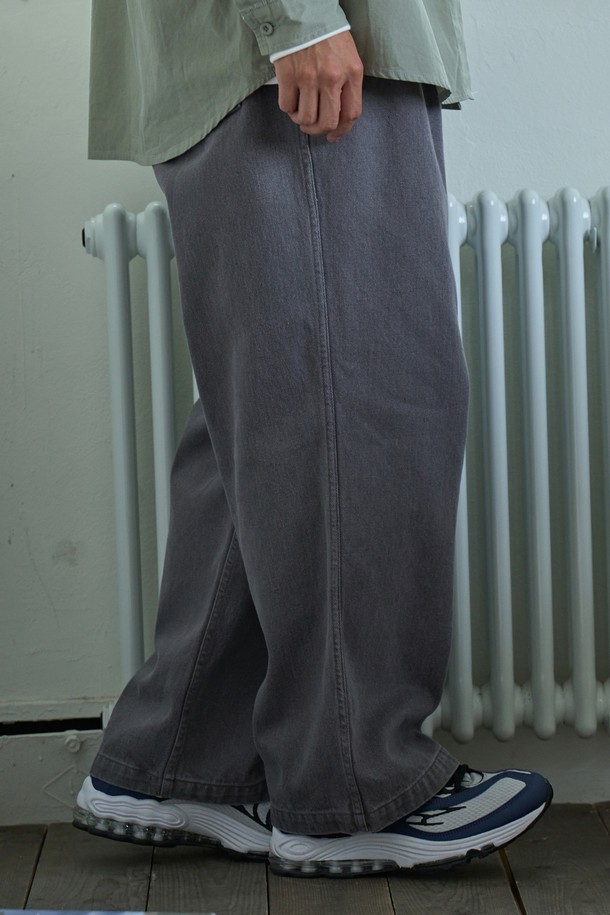 KAPPY DESIGN - 캐주얼팬츠 - [KAPPY DESIGN] TWO TUCK WIDE KATION PANTS (GRAY)