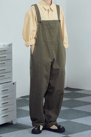 [KAPPY DESIGN] WASHED COTTON OVERALL (KHAKI)