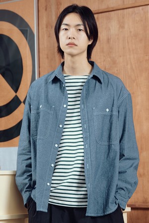 [KAPPY DESIGN] TWO POCKET DENIM SHIRT (BLUE)