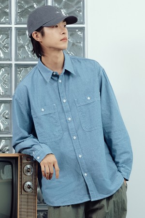 [KAPPY DESIGN] TWO POCKET DENIM SHIRT (LIGHT BLUE)