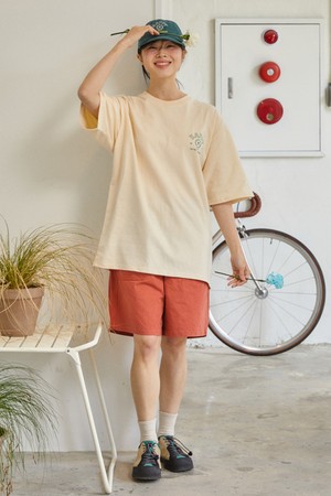 [KAPPY DESIGN] ONE TUCK WIDE FATIGUE HALF PANTS (VINTAGE RED)