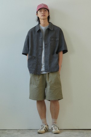 [KAPPY DESIGN] ONE TUCK WIDE FATIGUE HALF PANTS (KHAKI)