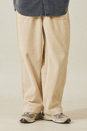 [KAPPY DESIGN] ONE TUCK FATIGUE CORDUROY PANTS (CREAM)