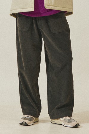 [KAPPY DESIGN] ONE TUCK FATIGUE CORDUROY PANTS (CHARCOAL)