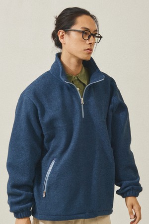 [KAPPY DESIGN] MELANGE FLEECE ANORAK (BLUE)