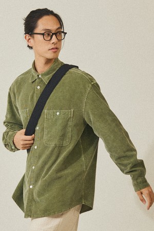 [KAPPY DESIGN] PIGMENT CORDUROY SHIRT (MOSS GREEN)