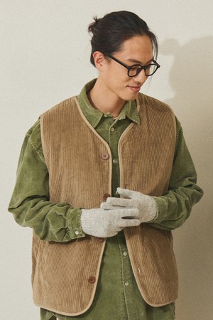 [KAPPY DESIGN] REVERSIBLE FLEECE CORDUROY VEST (BEIGE)