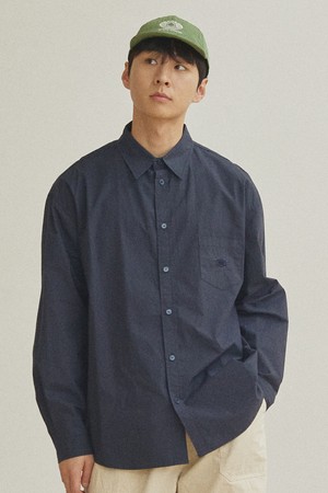 [KAPPY DESIGN] RELAXED COTTON SHIRT (NAVY)