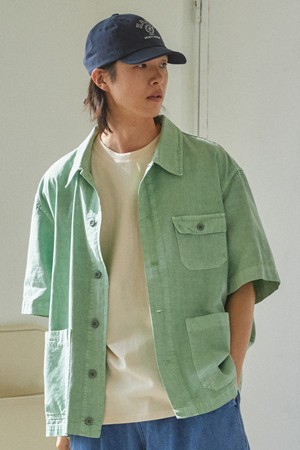 [KAPPY DESIGN] PIGMENT HALF SHIRTS JACKET (MINT)