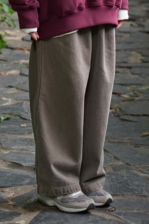 [KAPPY DESIGN] TWO TUCK WIDE KATION PANTS (LIGHT BROWN)