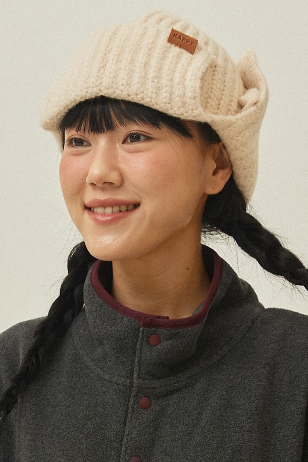 KAPPY DESIGN - 모자 - [KAPPY DESIGN] WOOL KNIT TROOPER HAT (CREAM)