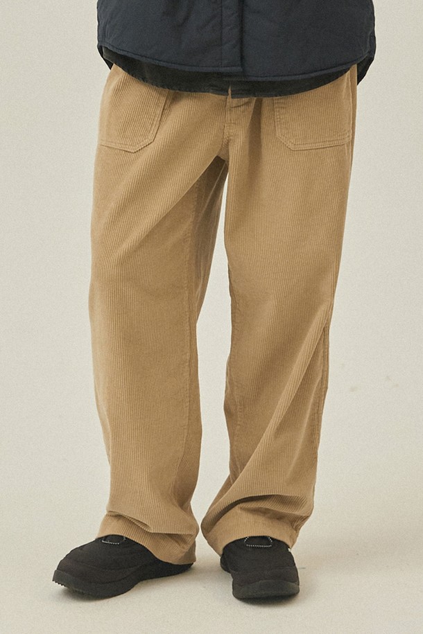 KAPPY DESIGN - 캐주얼팬츠 - [KAPPY DESIGN] ONE TUCK FATIGUE CORDUROY PANTS (BEIGE)