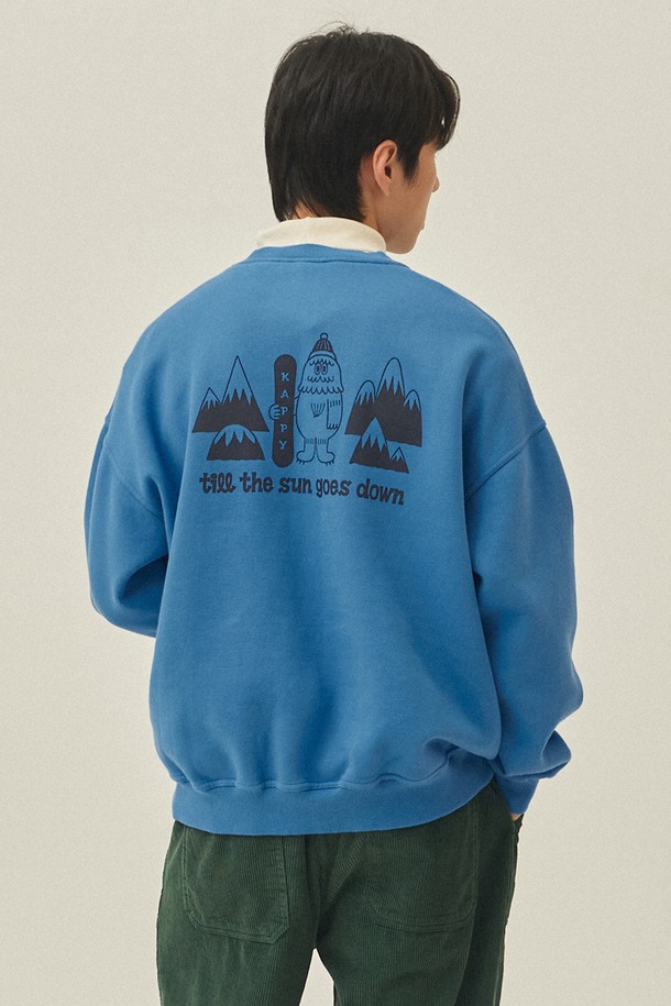 KAPPY DESIGN - 긴팔티셔츠 - [KAPPY DESIGN] YETI FLUFF SWEAT SHIRT  (TORU FUKUDA EDITION) BLUE