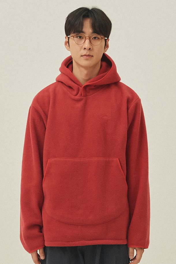 KAPPY DESIGN - 긴팔티셔츠 - [KAPPY DESIGN] SUNRISE FLEECE BUTTON HOODIE (TOMATO)