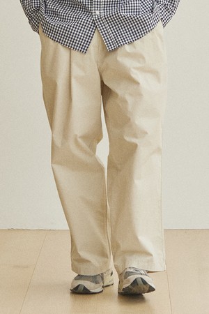 [KAPPY DESIGN] TWO TUCK WIDE CN PANTS (CRAEM)