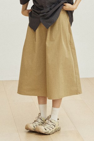 [KAPPY DESIGN] FLARE BANDING SKIRT (BEIGE)