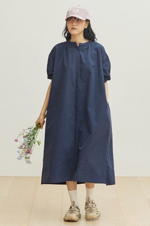 [KAPPY DESIGN] BAND COLLAR DRESS (NAVY)