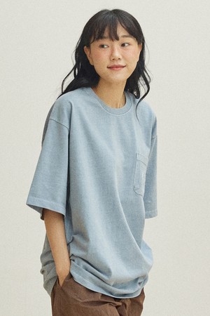 [KAPPY DESIGN] PIGMENT POCKET HALF T-SHIRT (SKY BLUE)