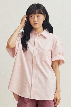 [KAPPY DESIGN] RELAXED SEERSUCKER HALF SHIRT (LIGHT PINK)