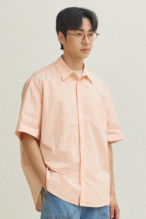 [KAPPY DESIGN] RELAXED COTTON HALF SHIRT (PEACH)