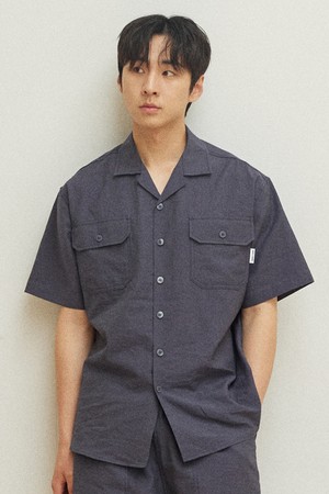 [KAPPY DESIGN] OPEN COLLAR SHIRT (VINTAGE NAVY)