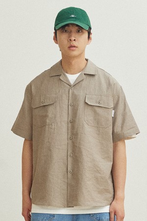 [KAPPY DESIGN] OPEN COLLAR SHIRT (KHAKI BEIGE)