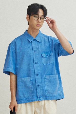 [KAPPY DESIGN] PIGMENT HALF SHIRTS JACKET (BLUE)