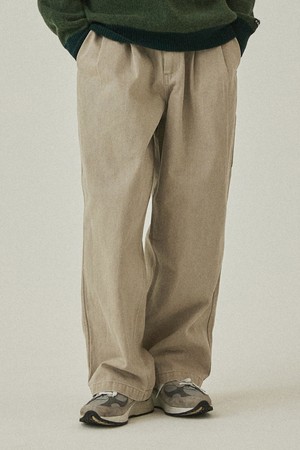 [KAPPY DESIGN] TWO TUCK WIDE KATION PANTS (LIGHT BEIGE)