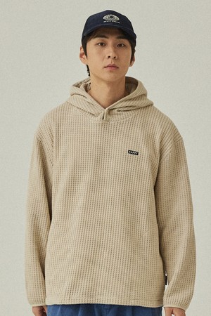 [KAPPY DESIGN] WAFFLE BUTTON HOODIE (OATMEAL)