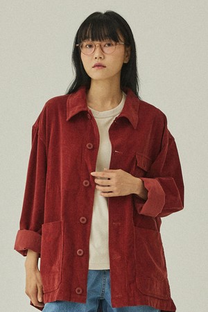 [KAPPY DESIGN] CORDUROY WORK SHIRT JACKET (VINTAGE RED)