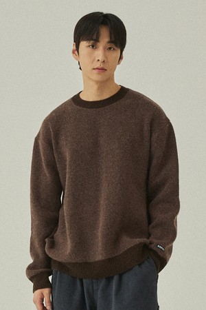 [KAPPY DESIGN] RINGER ROUND WOOL KNIT (BROWN)