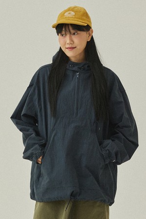 [KAPPY DESIGN] BUTTON HOODIE ANORAK (DEEP NAVY)