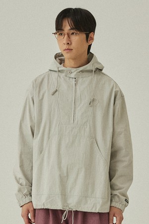 [KAPPY DESIGN] BUTTON HOODIE ANORAK (LIGHT GRAY)