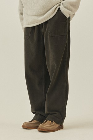 [KAPPY DESIGN] ONE TUCK FATIGUE CORDUROY PANTS (CHARCOAL)