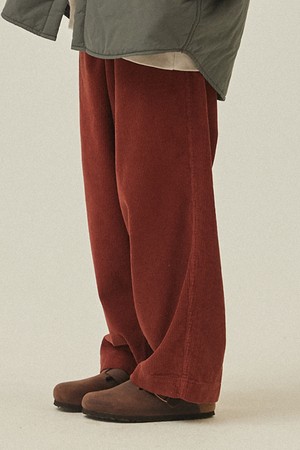 [KAPPY DESIGN] ONE TUCK FATIGUE CORDUROY PANTS (VINTAGE RED)