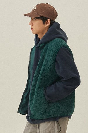 [KAPPY DESIGN] FLEECE ZIPPER VEST (DEEP GREEN)