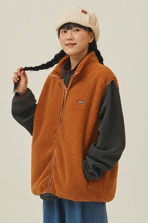 [KAPPY DESIGN] FLEECE ZIPPER VEST (ORANGE)