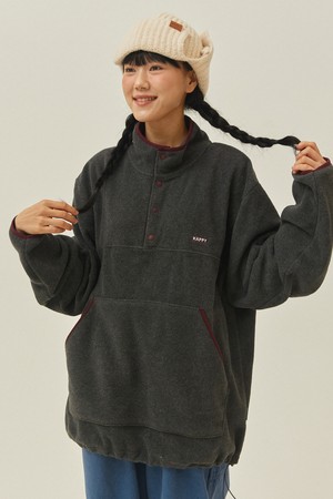 [KAPPY DESIGN] FLEECE BUTTON ANORAK (DARK GRAY)