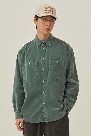 [KAPPY DESIGN] PIGMENT CORDUROY SHIRT (DEEP GREEN)