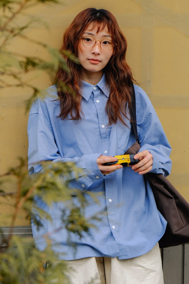 KAPPY DESIGN - 긴팔셔츠 - [KAPPY DESIGN] RELAXED OXFORD SHIRT (SKY BLUE)